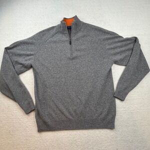 Nick Price Mens Gray 1/4 Zip Sweater 100% Cashmere Size Medium preppy
